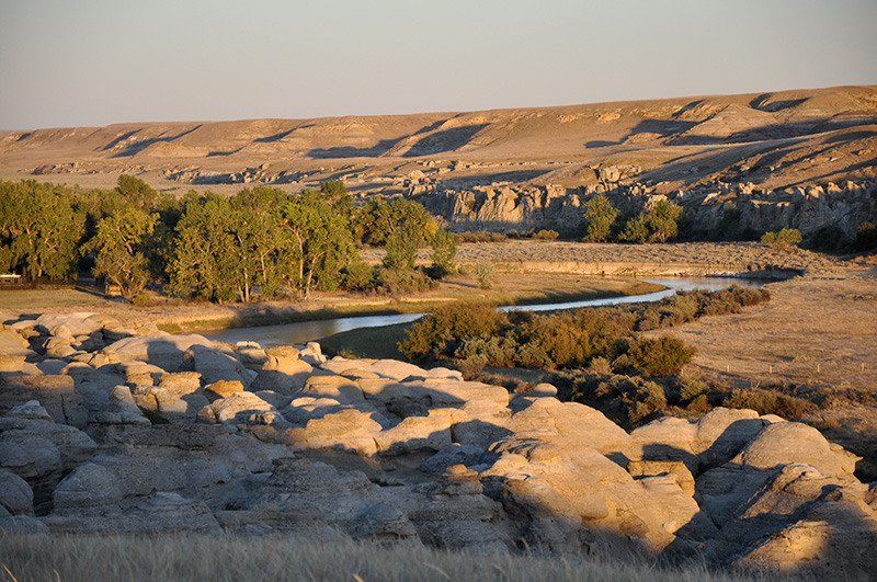 Arial shot of Milk R snaking it's way through the valley 